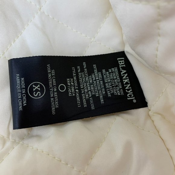 Blank NYC Jacket Faux Sherpa Leather Trim Beige Brown Full Zip - Picture 11 of 15